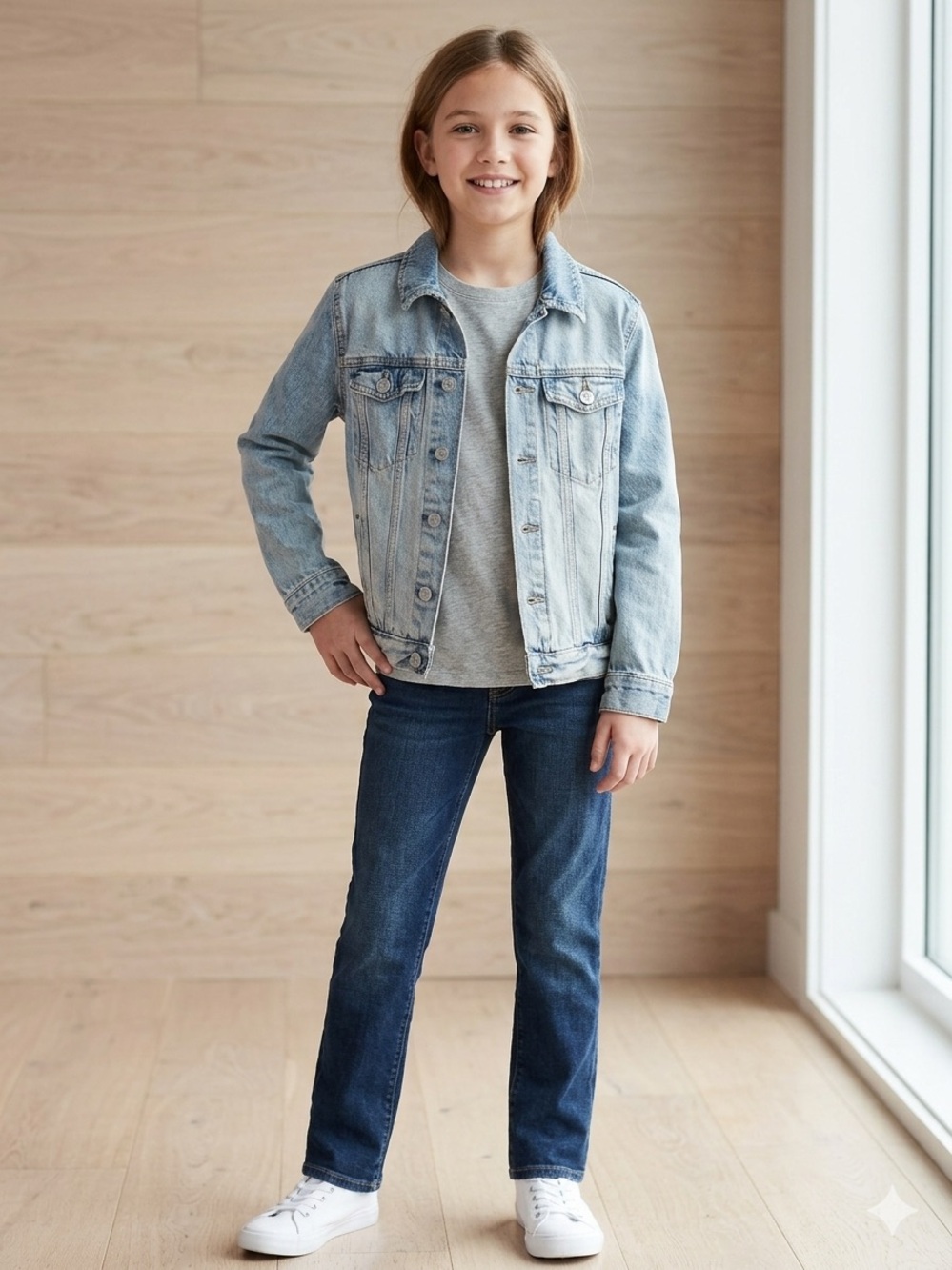 GAP Kids Girls Denim Jacket XL‎ 12-13 Light Wash Jean Trucker Coat